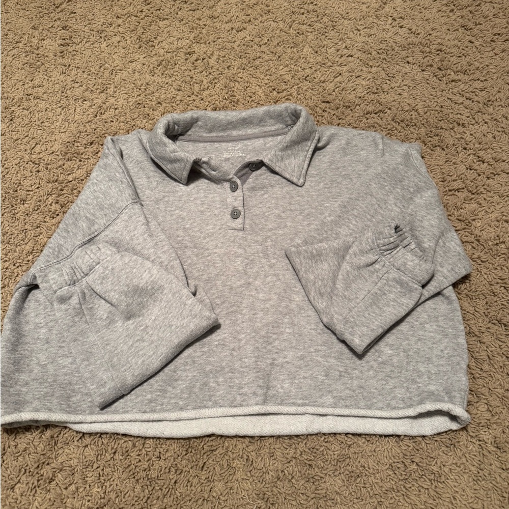 Aerie Light Gray Collared Sweatshirt